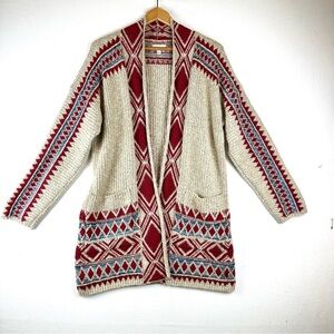 Lucky Brand Red and Cream Cardigan
